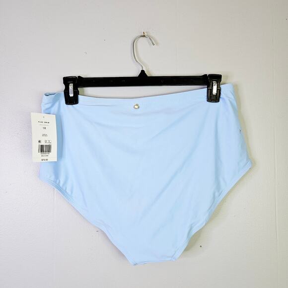 New Crown & Ivy Plus Size 1X Tummy Control Shirred High Waisted Bikini Bottoms - Picture 5 of 15